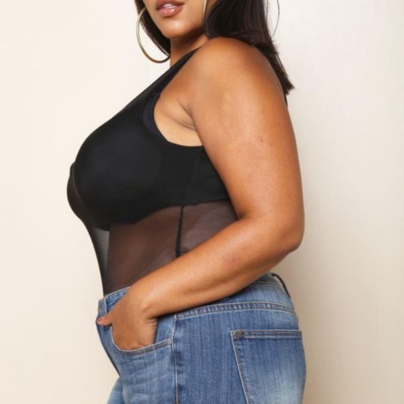 Plus Size Sleeveless Mesh Bodysuit - Picture 3 of 5